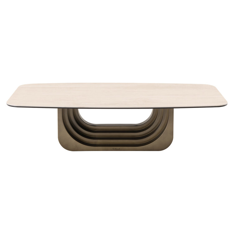 Richmond Interiors Salontafel Maxfield ovaal keramiek beige glas