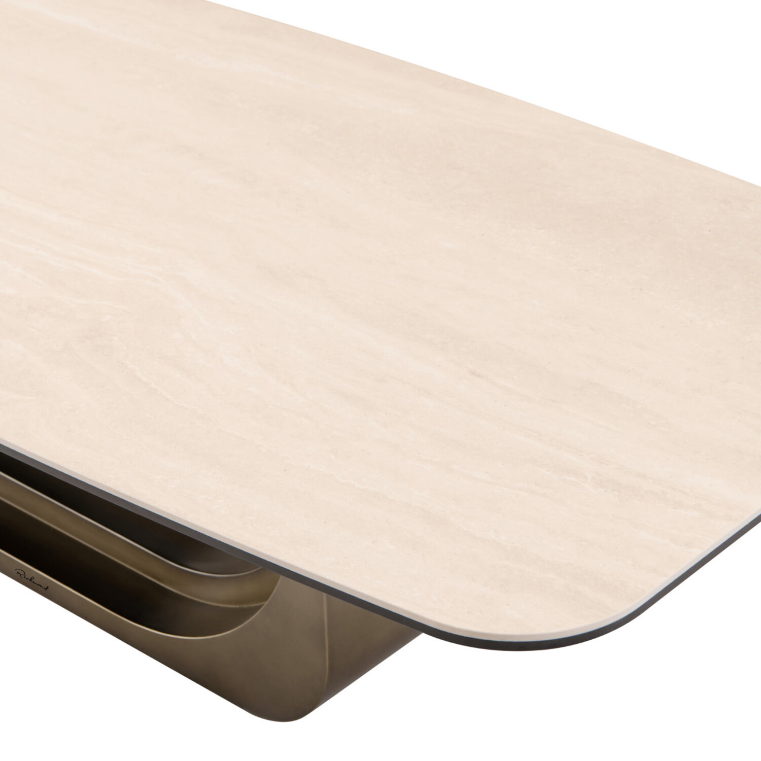 Richmond Interiors Salontafel Maxfield ovaal keramiek beige glas