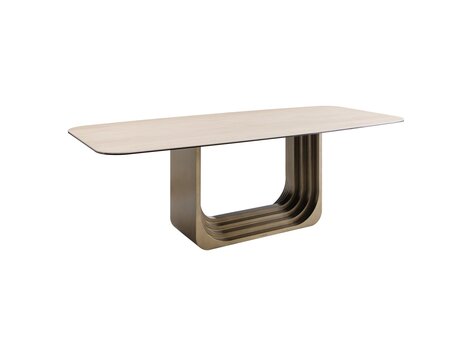 Richmond Interiors Eettafel Maxfield keramiek beige glas 200 cm