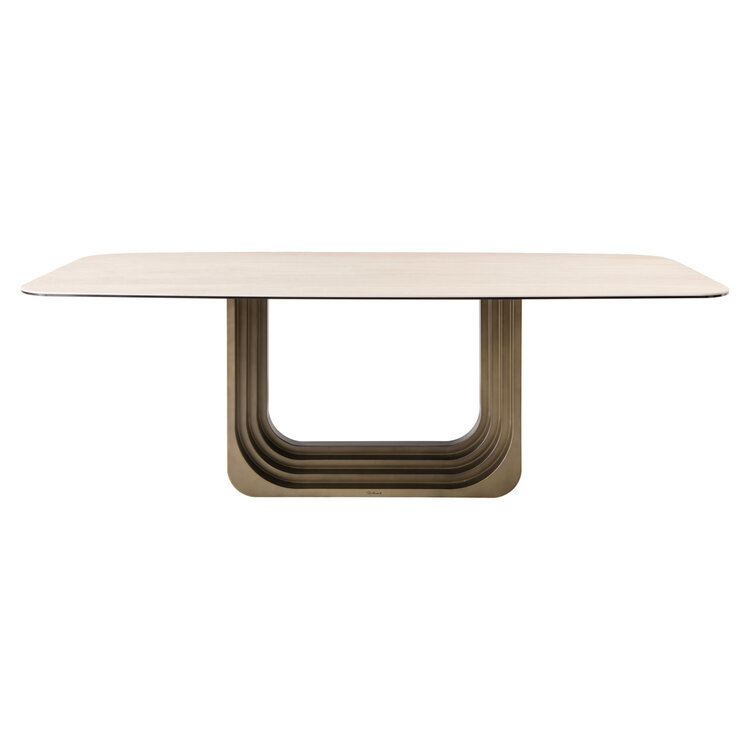 Richmond Interiors Eettafel Maxfield keramiek beige glas 200 cm