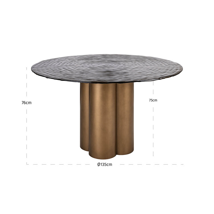 Richmond Interiors Eettafel Glastonburry gold antique glas Ø135 cm