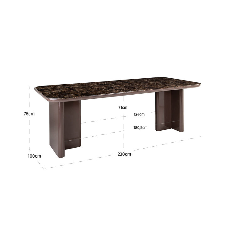 Richmond Interiors Eettafel Almundi chocolat brown keramiek bruin 230 cm