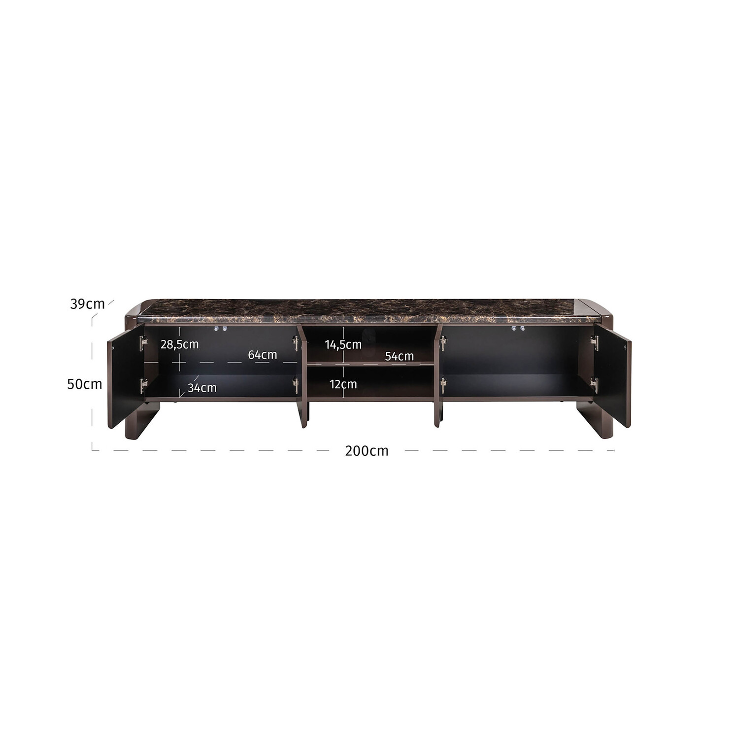 Richmond Interiors TV-meubel Almundi chocolat brown keramiek bruin