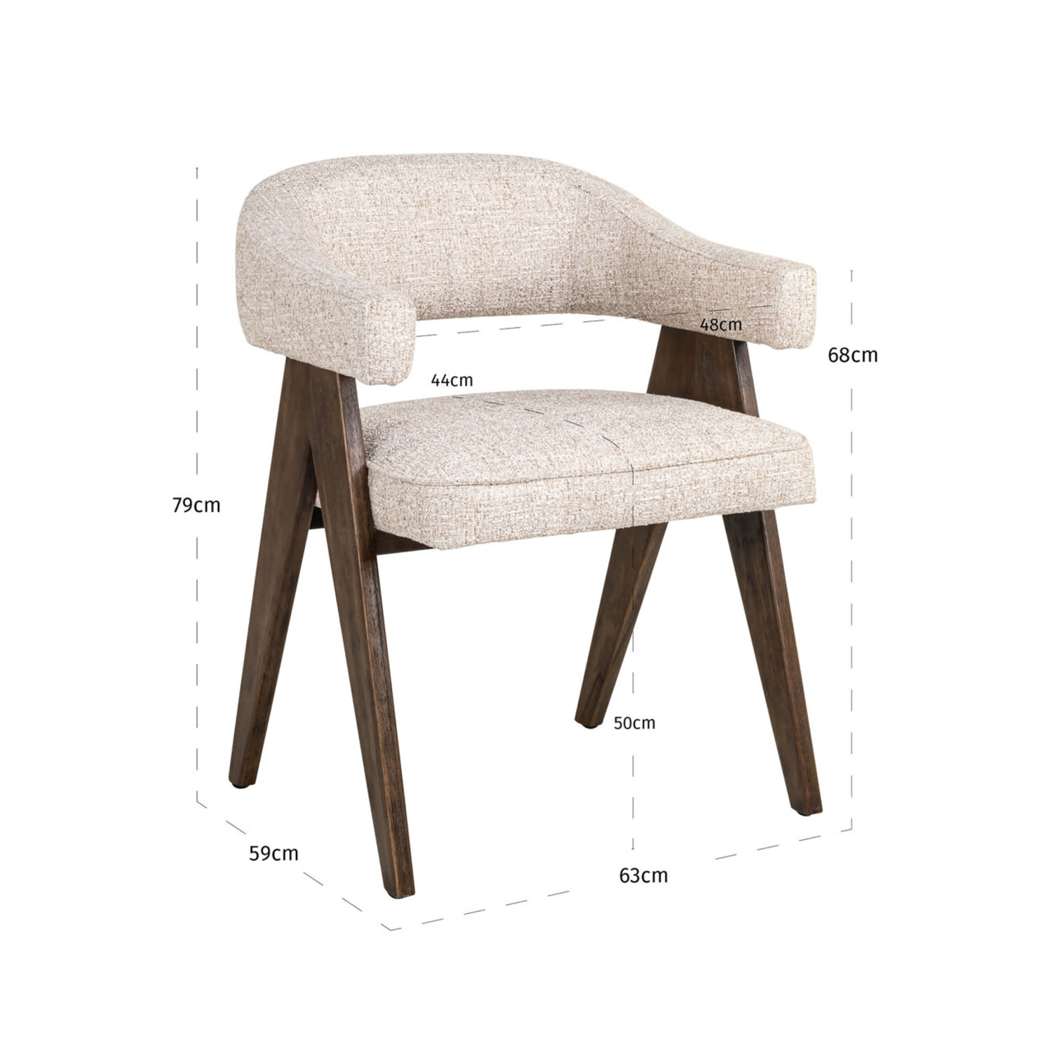 Richmond Interiors Eetkamerstoel Mori cream tweed crème