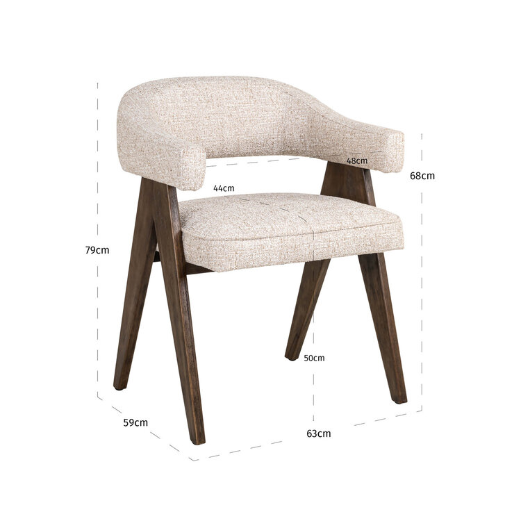 Richmond Interiors Eetkamerstoel Mori cream tweed crème