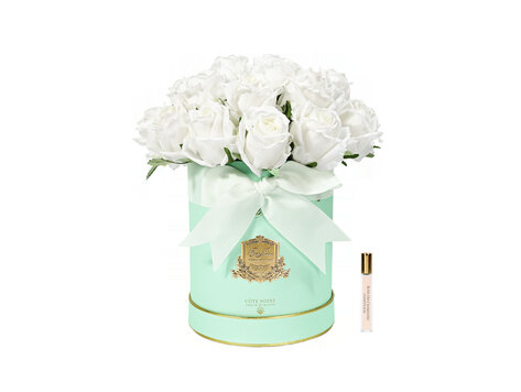 Côte Noire Hat Box White Rose Buds Bouquet