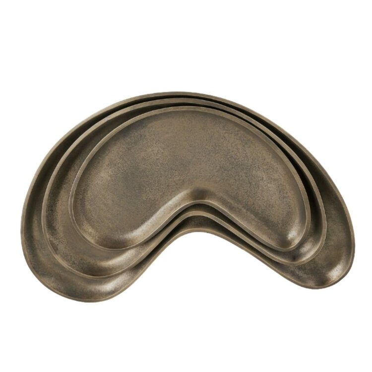 RAF Deluxe Dienblad Ellan antique brass kidney tray aluminium large