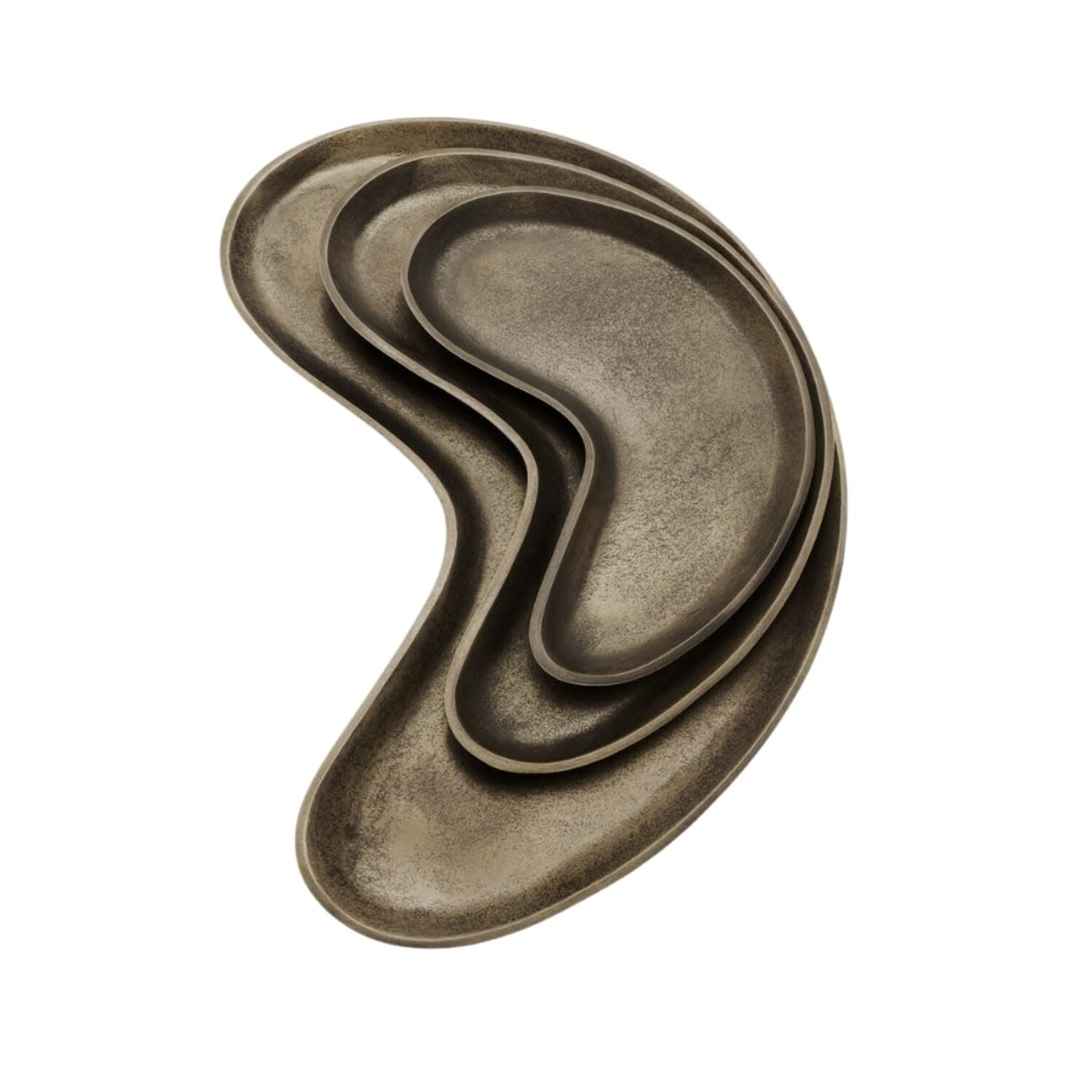 RAF Deluxe Dienblad Ellan antique brass kidney tray aluminium large
