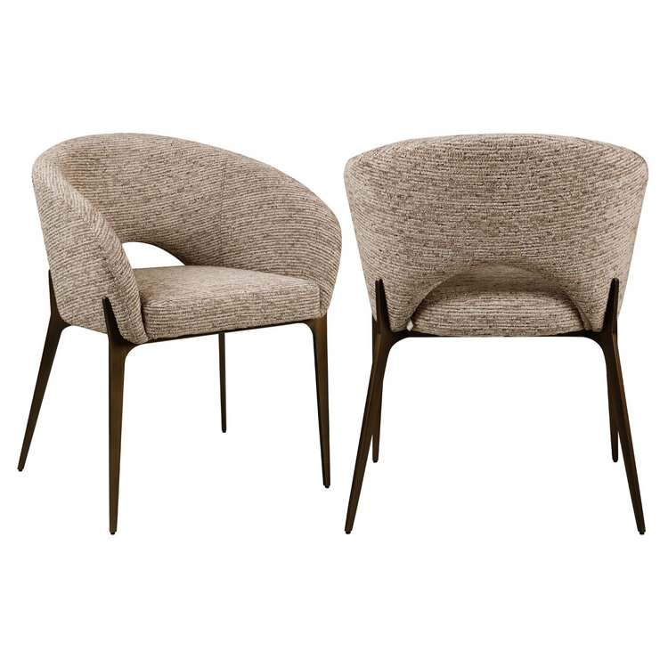 Richmond Interiors Eetkamerstoel Kenzi mocca linear fire retardant