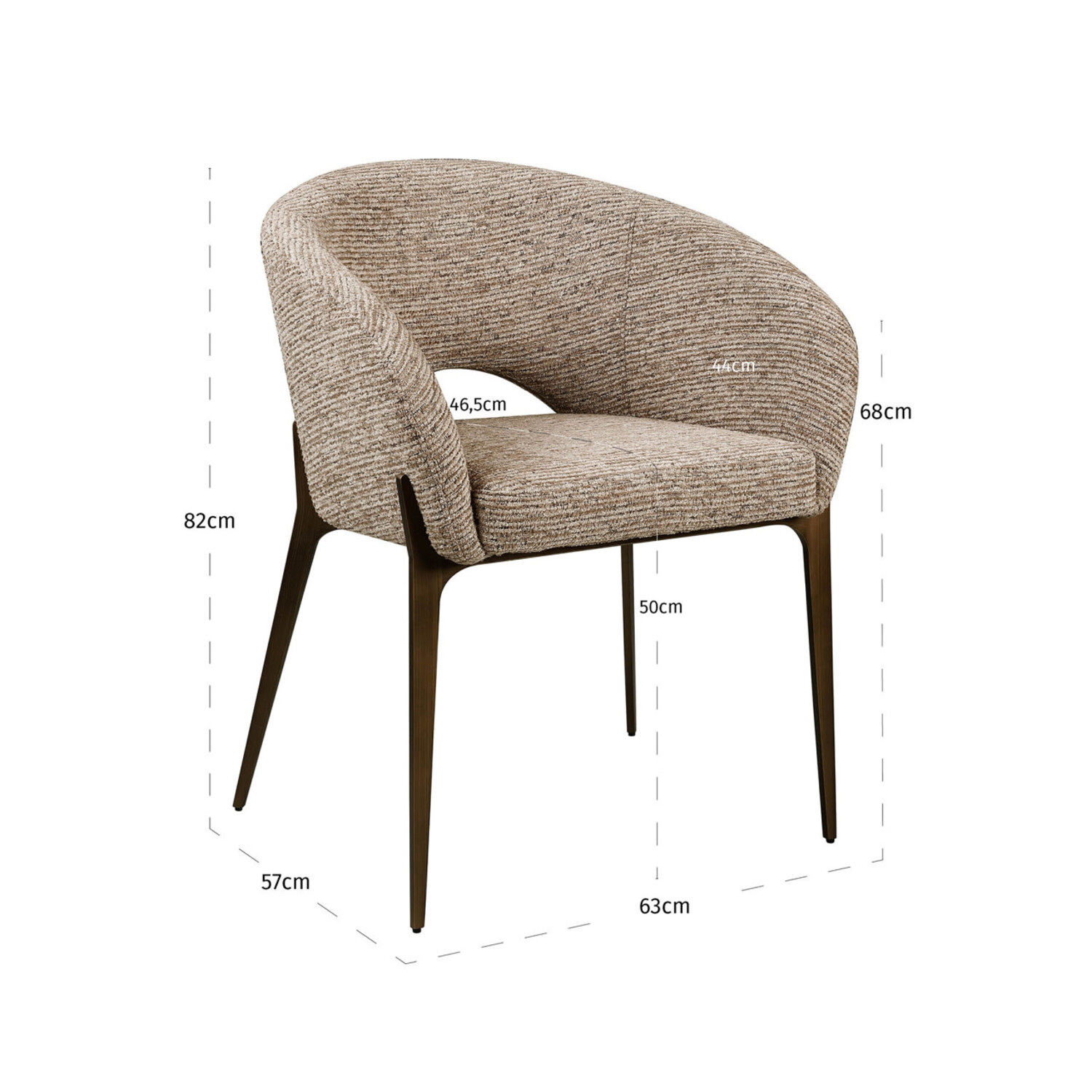 Richmond Interiors Eetkamerstoel Kenzi mocca linear fire retardant