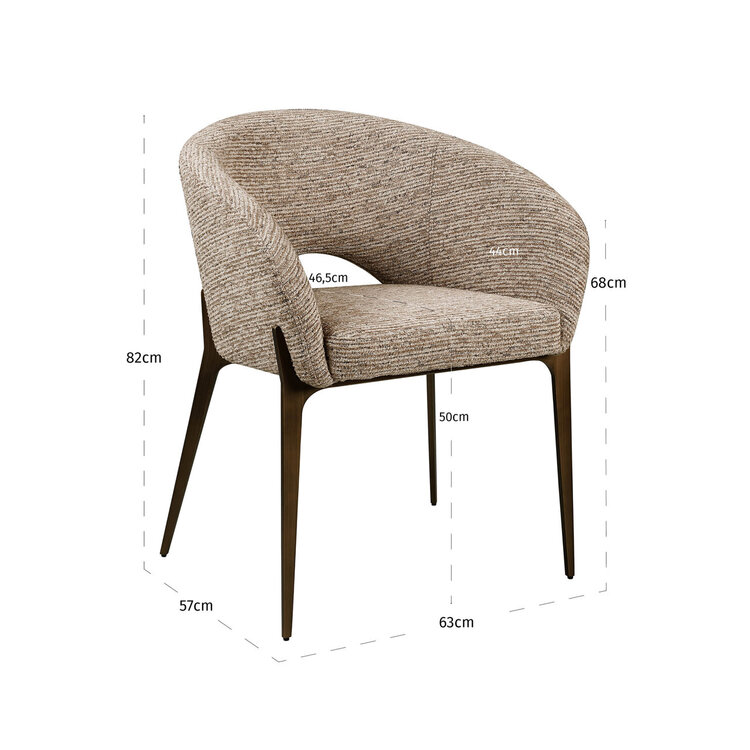 Richmond Interiors Eetkamerstoel Kenzi mocca linear fire retardant