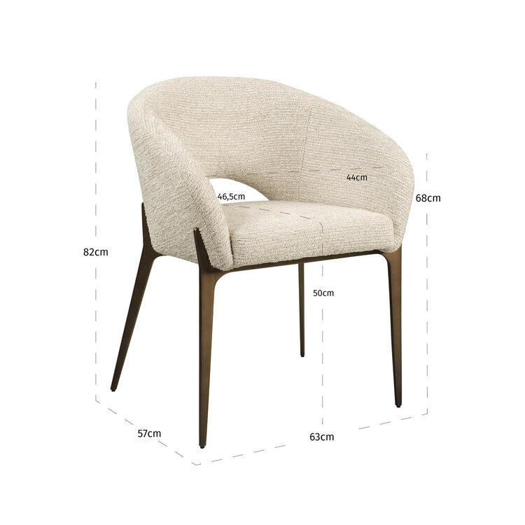 Richmond Interiors Eetkamerstoel Kenzi natural linear fire retardant