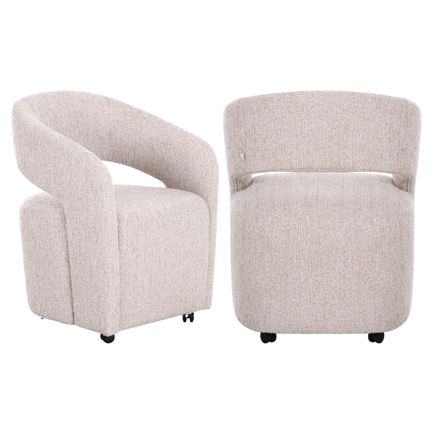 Richmond Interiors Eetkamerstoel Vixen met wielen natural linear