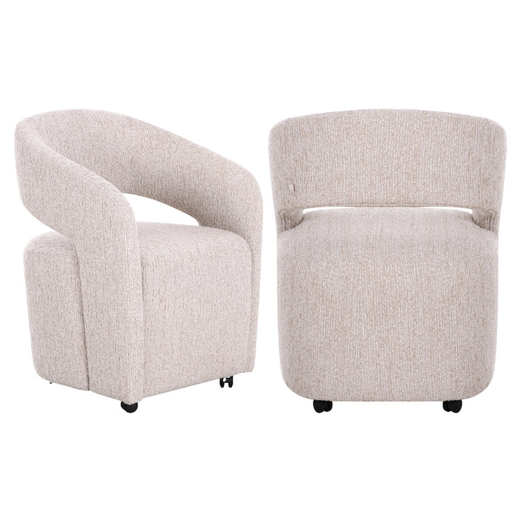 Richmond Interiors Eetkamerstoel Vixen met wielen natural linear