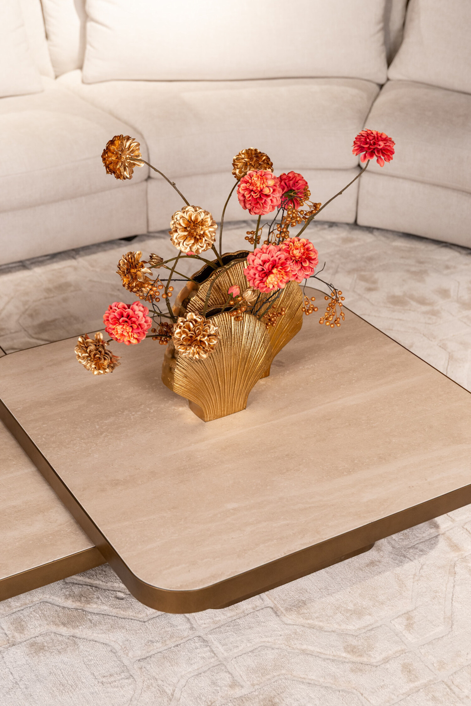 Richmond Interiors Salontafel Claridge beige cumulus 100x100 cm