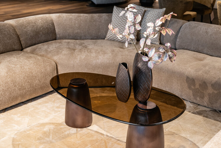 Richmond Interiors Salontafel Hayden Bronze aluminium glas ovaal