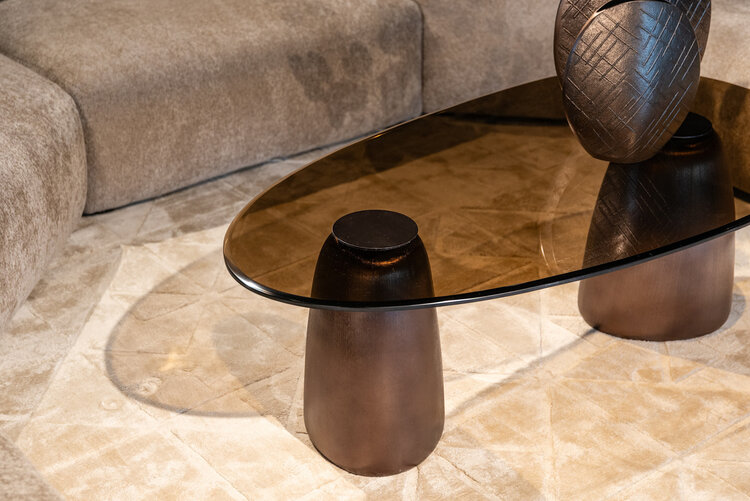 Richmond Interiors Salontafel Hayden Bronze aluminium glas ovaal