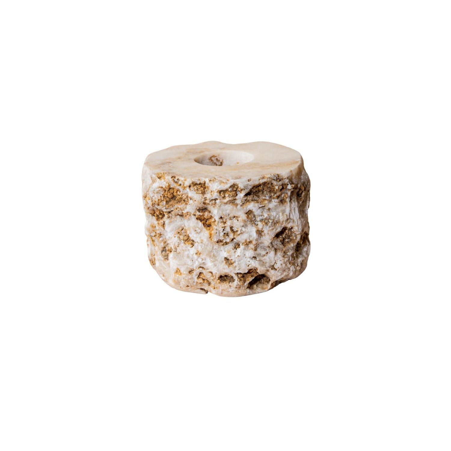 PTMD Collection Yustin Onyx Honey rond theelicht houder rond rough S
