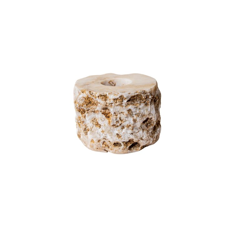PTMD Collection Yustin Onyx Honey rond theelicht houder rond rough S