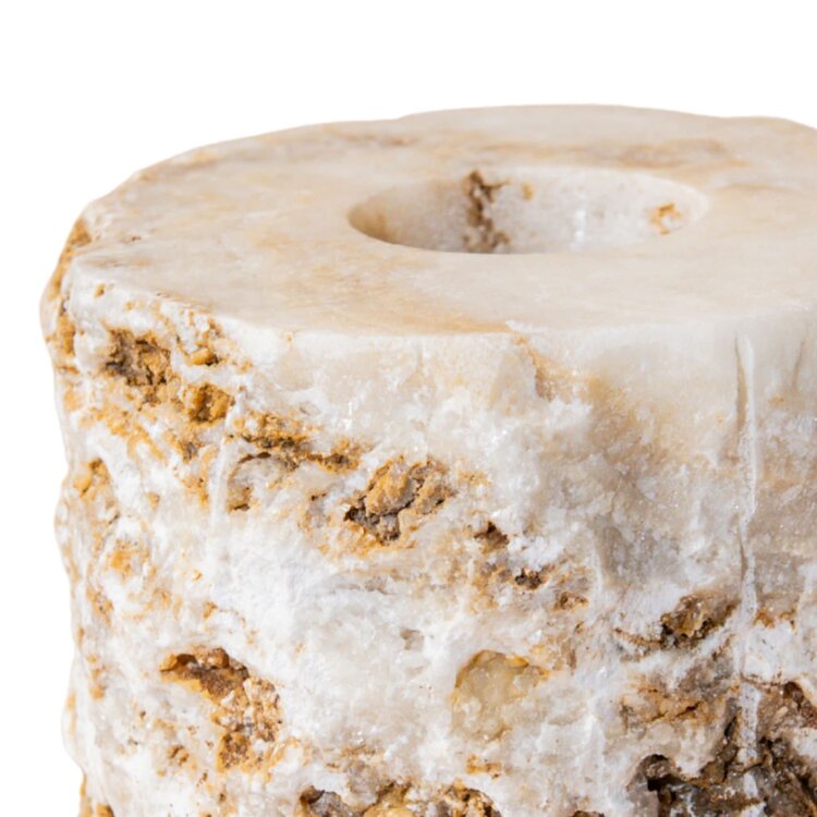 PTMD Collection Yustin Onyx Honey rond theelicht houder rond rough S