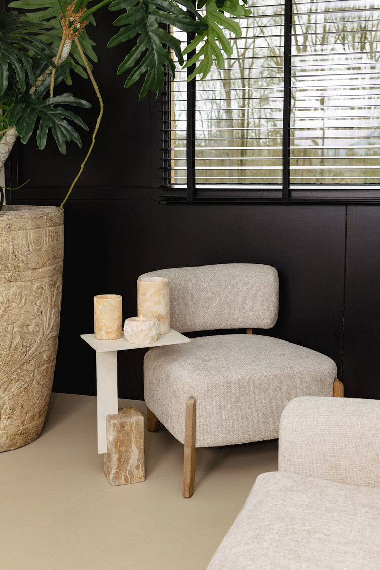 PTMD Collection Yustin Onyx Honey rond theelicht houder rond rough S