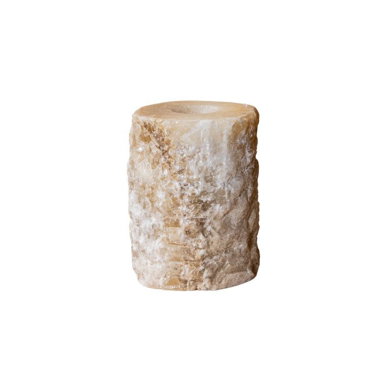 PTMD Collection Yustin Onyx Honey theelicht houder rond rough L