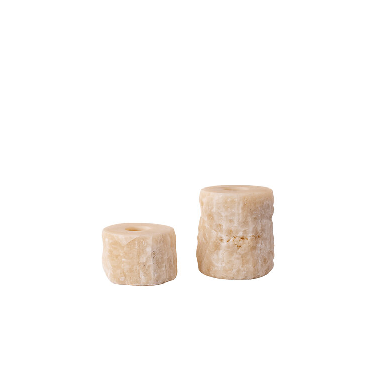 PTMD Collection Yustin Onyx Honey theelicht houder rond rough L