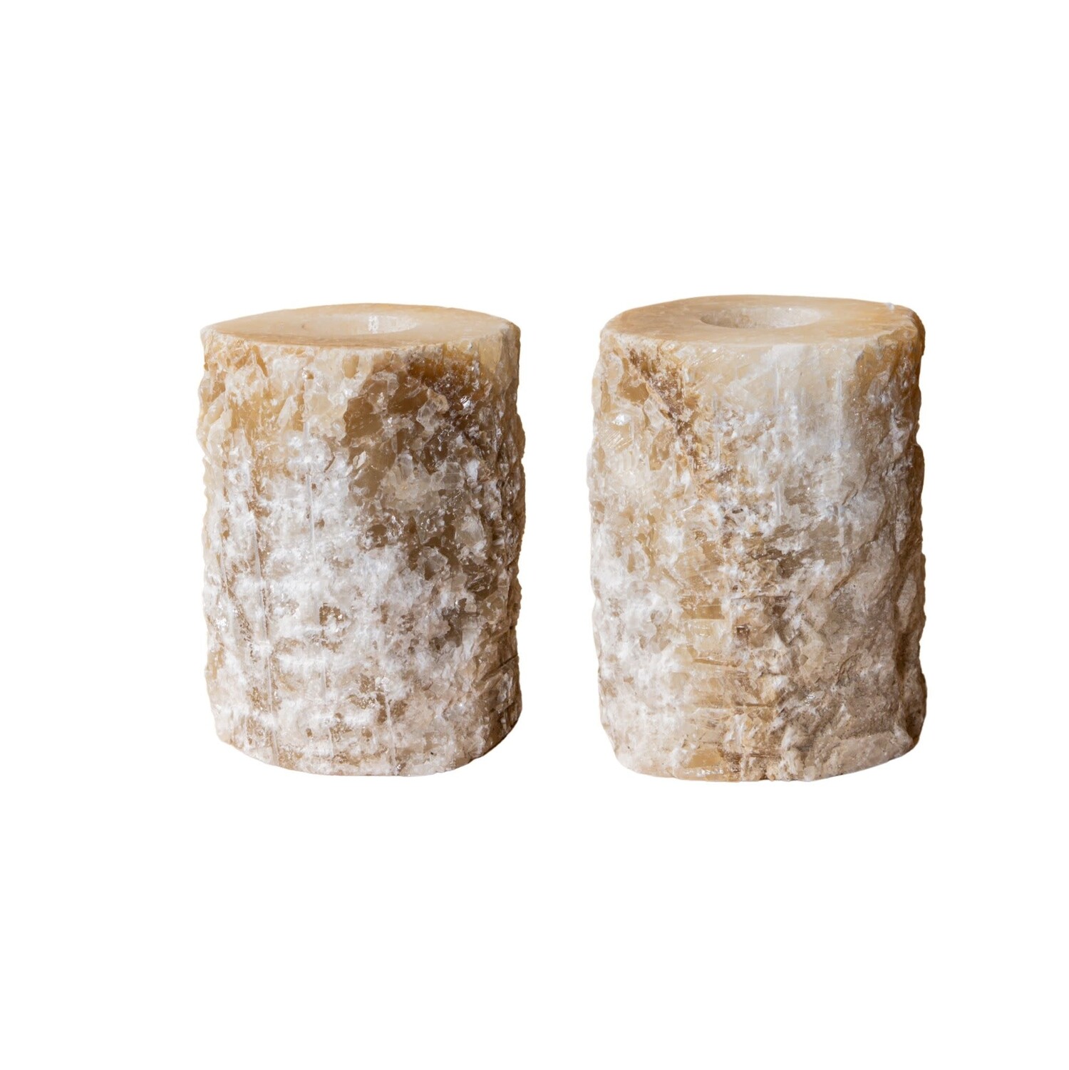 PTMD Collection Yustin Onyx Honey theelicht houder rond rough L