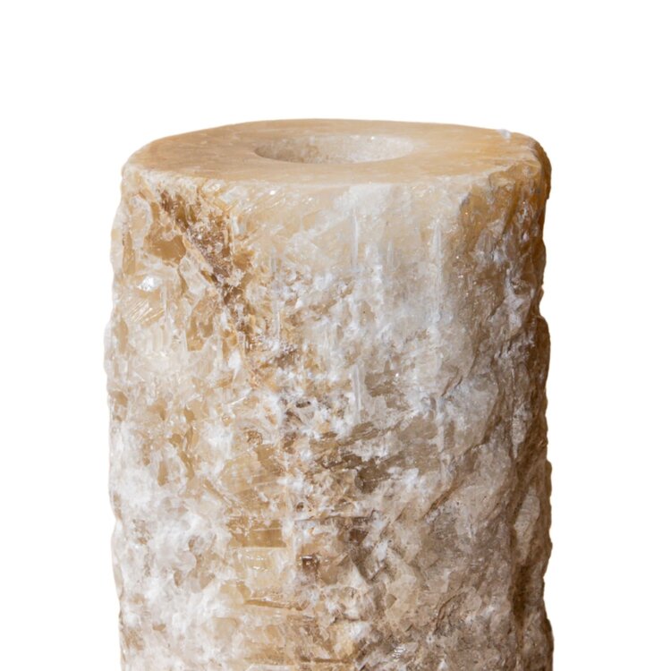 PTMD Collection Yustin Onyx Honey theelicht houder rond rough L