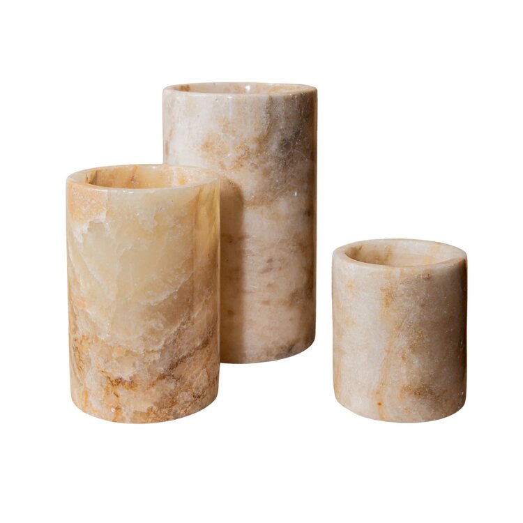 PTMD Collection Feyza Onyx White rond windlicht S