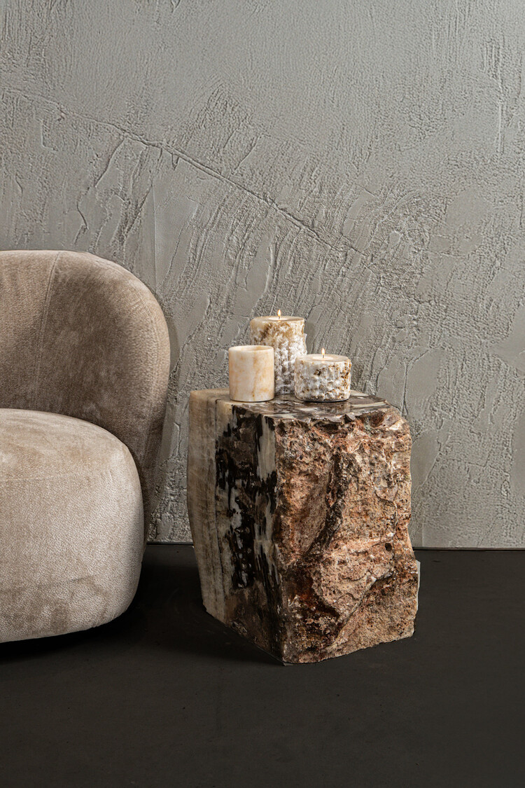 PTMD Collection Feyza Onyx White rond windlicht S