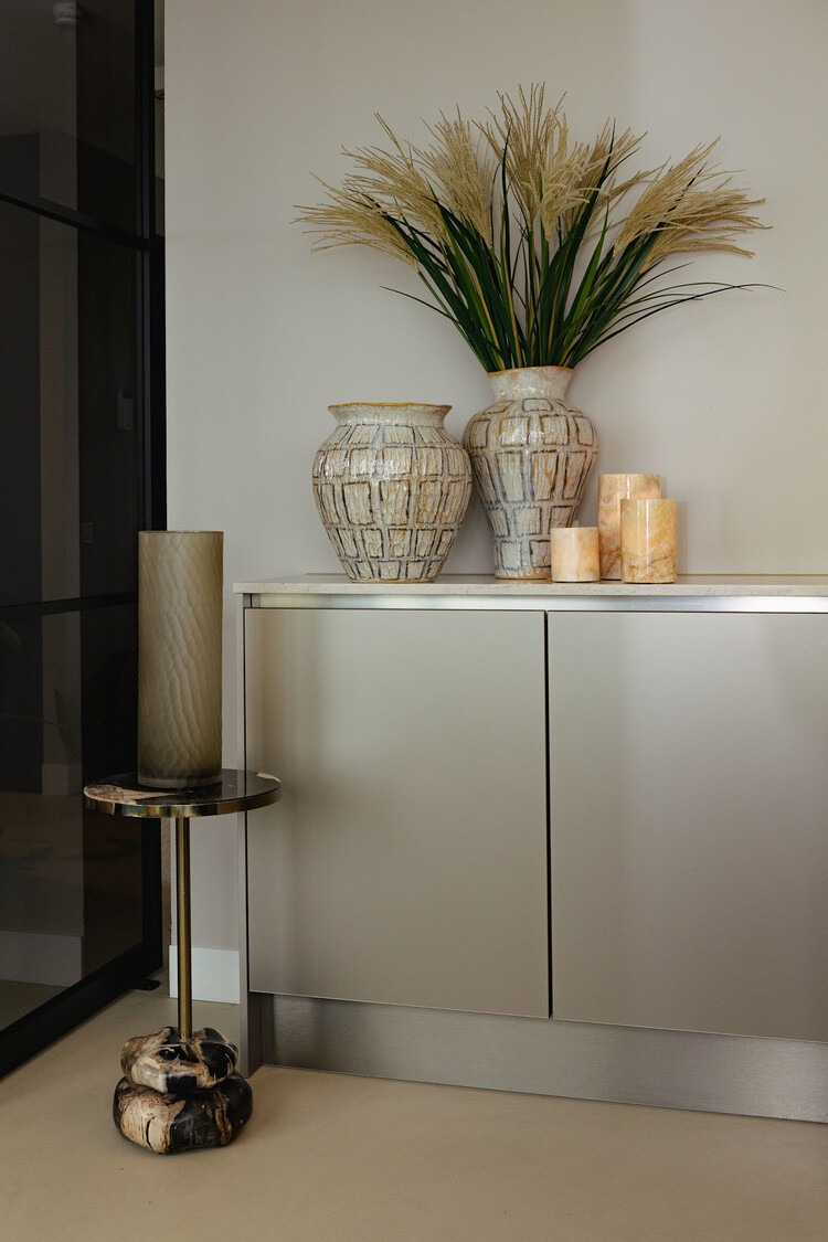 PTMD Collection Feyza Onyx White rond windlicht L