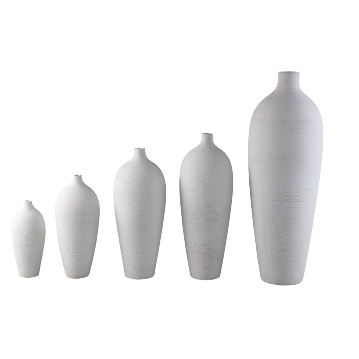 PTMD Collection Cavinn White bottle vaas mat wit keramiek rond Large