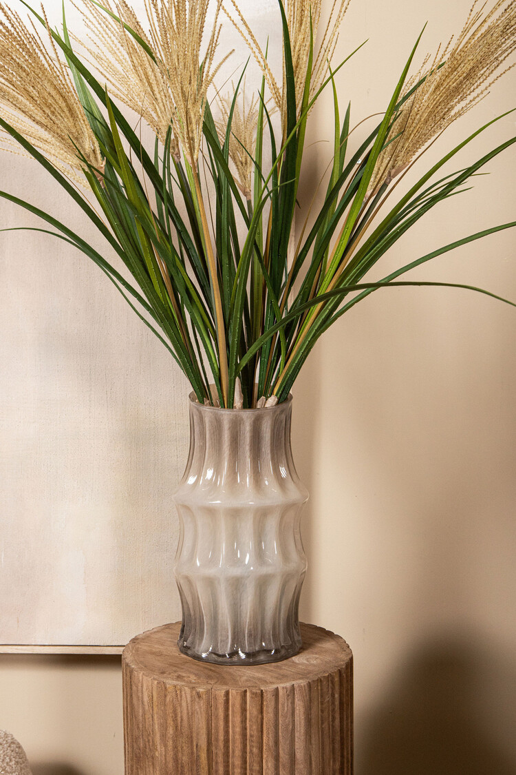 PTMD Collection Anvi Cream angular vaas crème glas rond Small