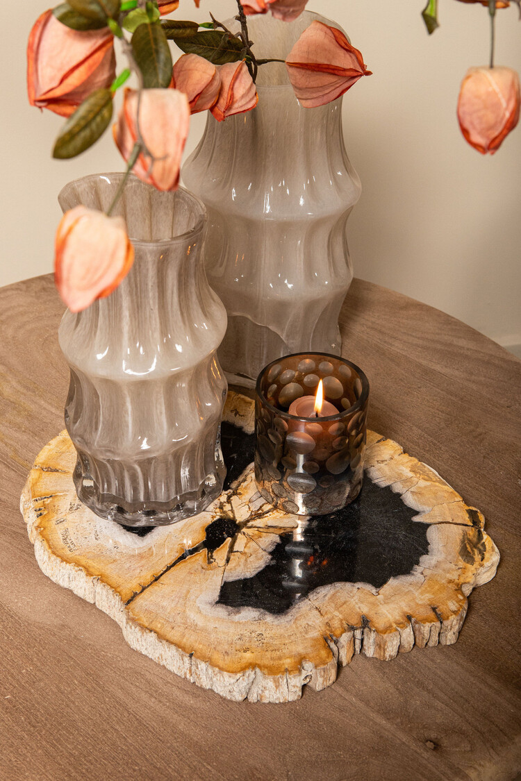 PTMD Collection Anvi Cream angular vaas crème glas rond Medium