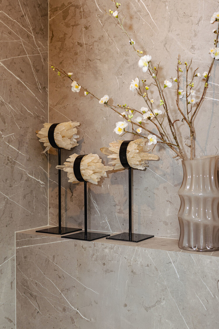 PTMD Collection Anvi Cream angular vaas crème glas rond Medium