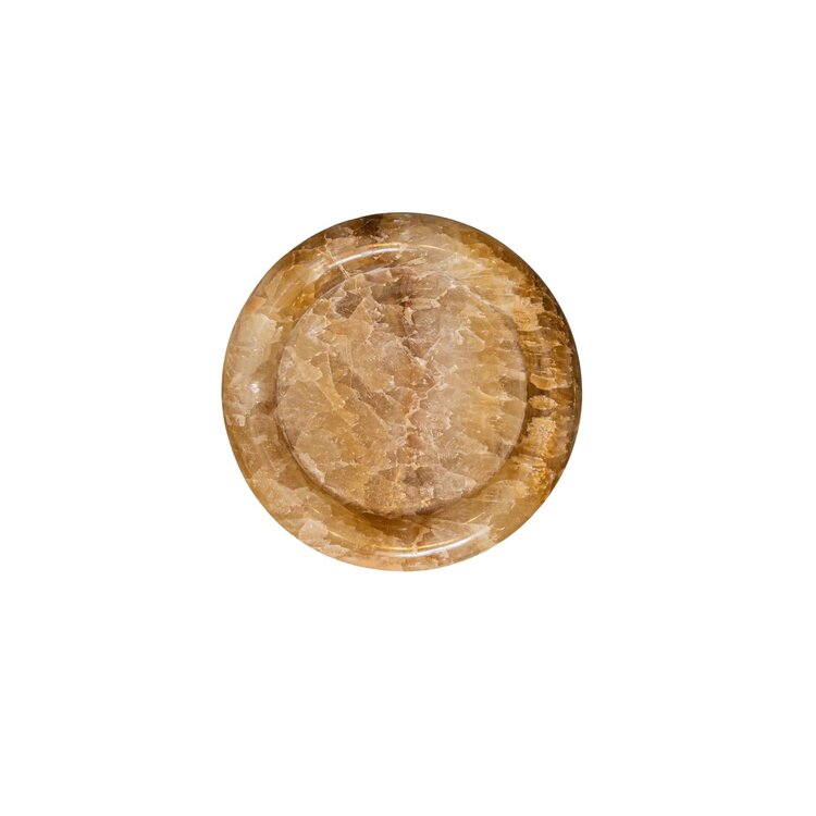 PTMD Collection Jiren Onyx Honey dienblad stenen schaal beige rond Small