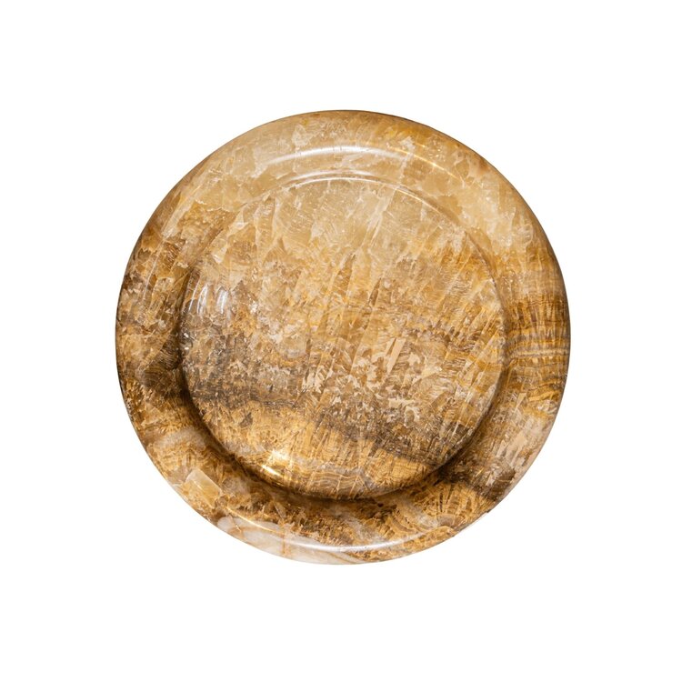 PTMD Collection Jiren Onyx Honey dienblad stenen schaal beige rond Large