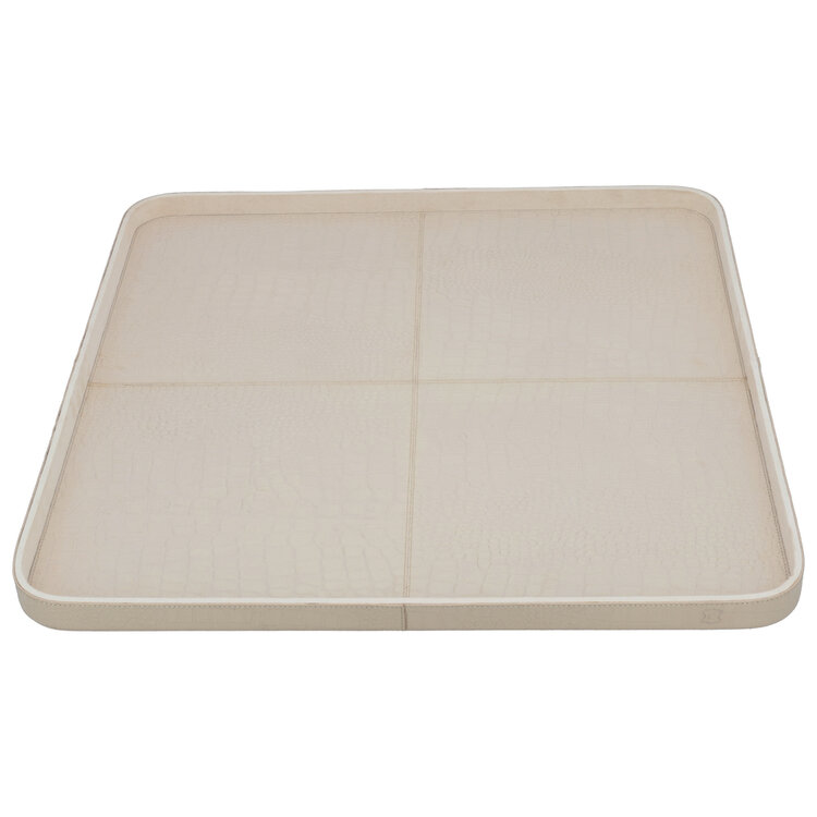 Chamada Decoratief dienblad leren tray vierkant Carmen beige L