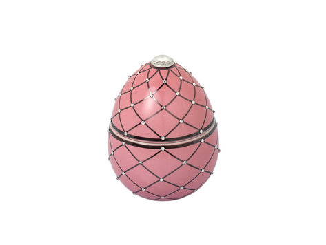 Ladenac Milano Bois de Russie Pink Egg & Silver Stripes keramiek jar candle 220 gram