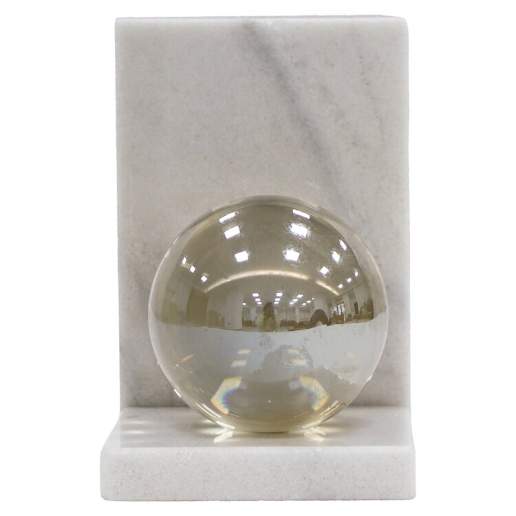 Richmond Interiors Boekenstandaard Lulu white kristal glas marmer wit