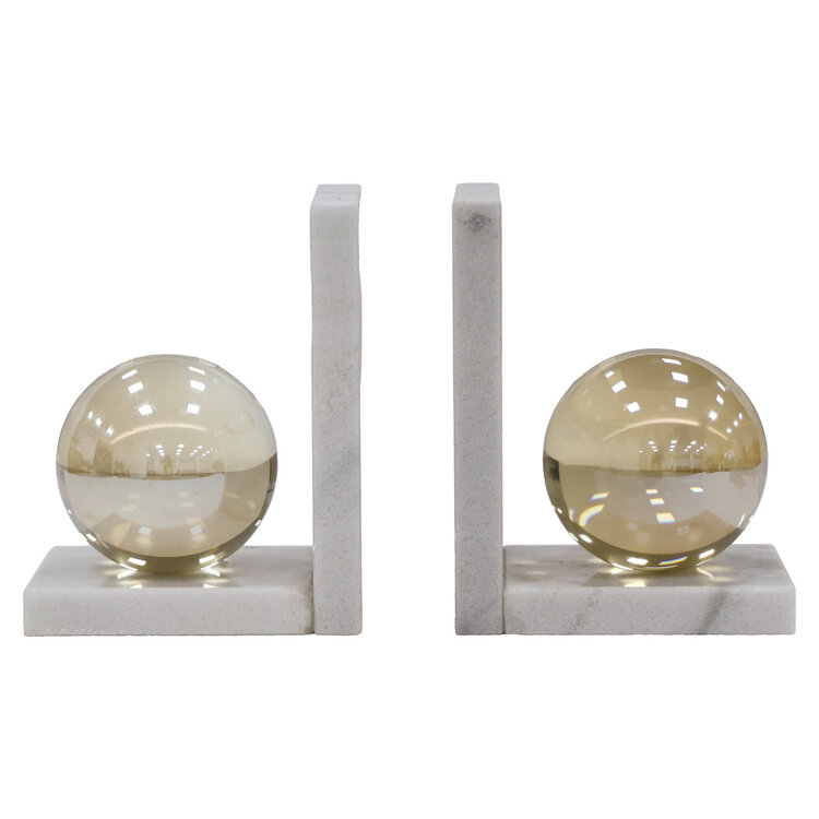 Richmond Interiors Boekenstandaard Lulu white kristal glas marmer wit