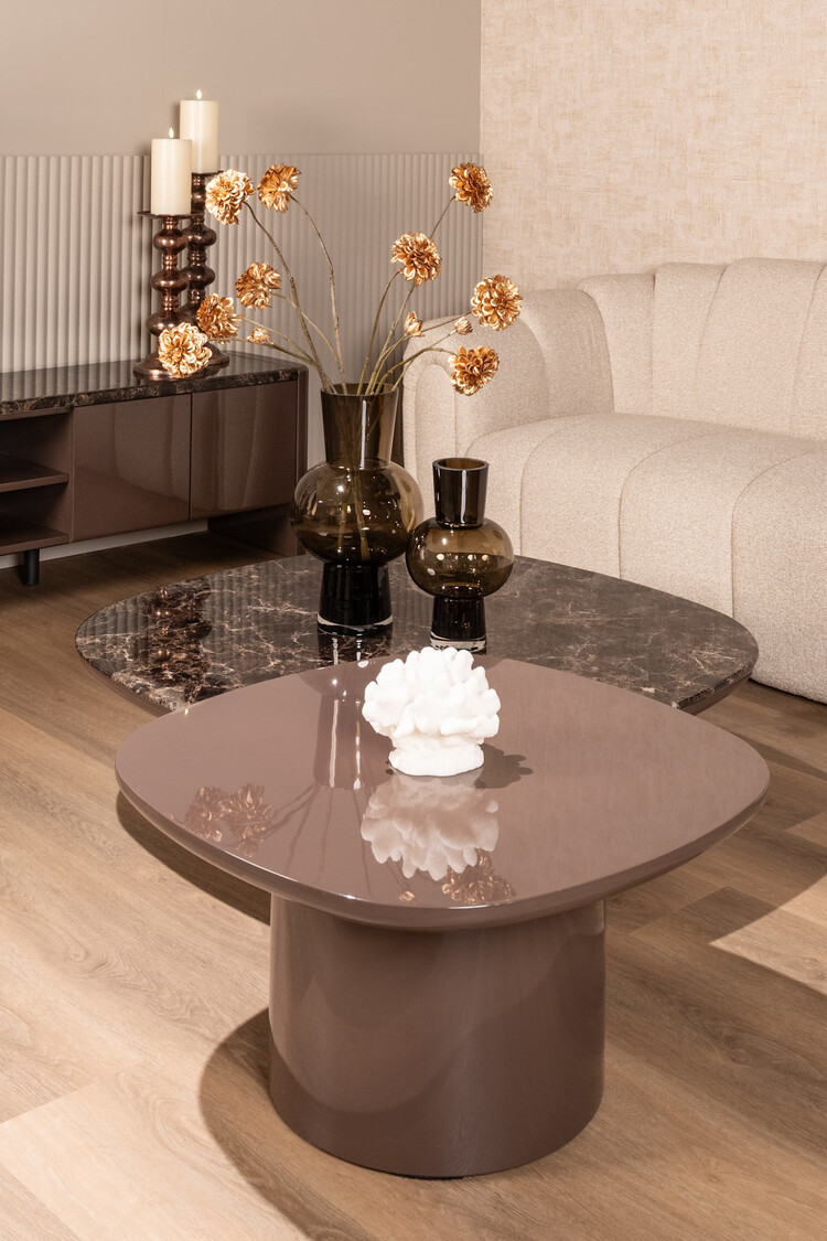 Richmond Interiors Bijzettafel Almundi chocolat brown MDF bruin Ø70 cm
