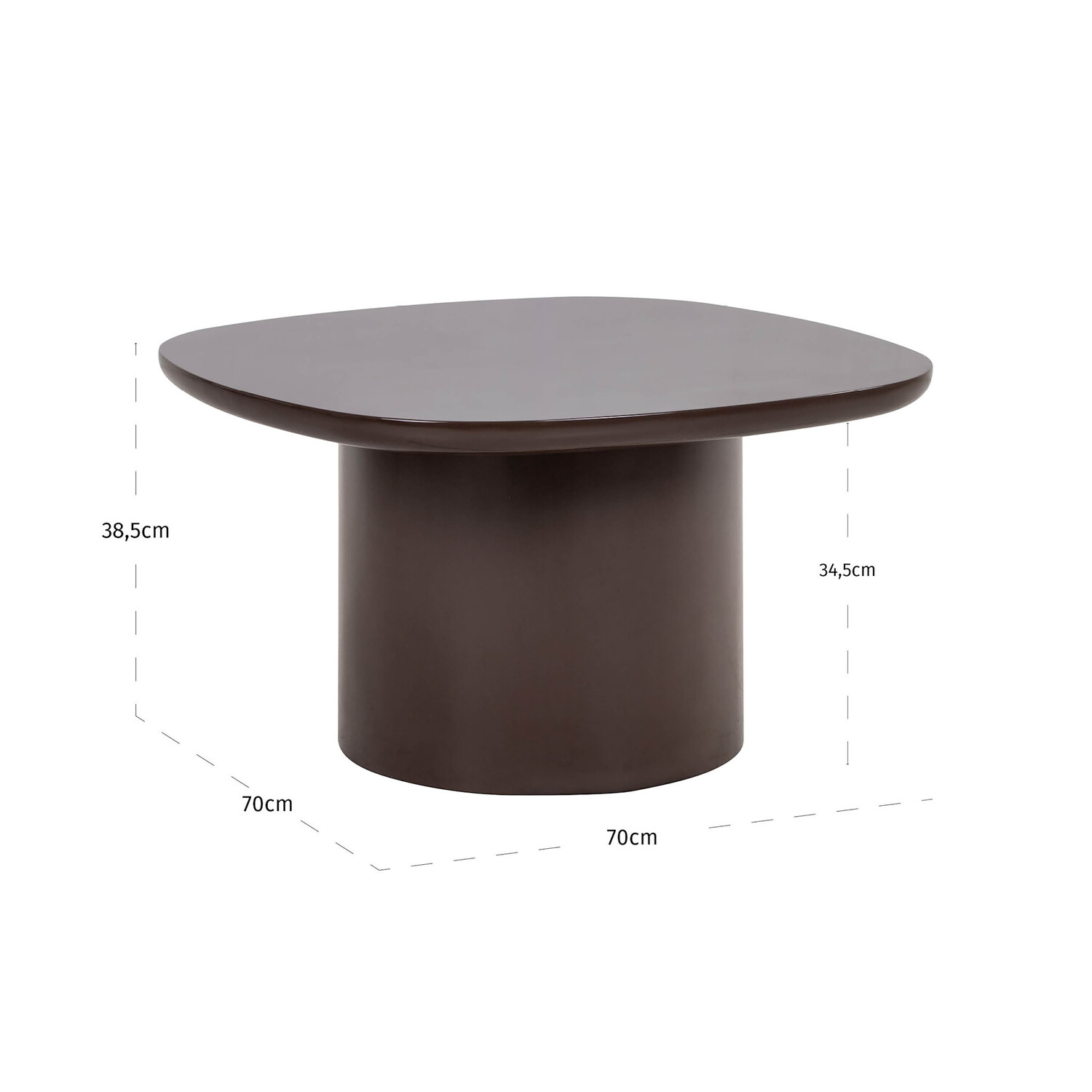 Richmond Interiors Bijzettafel Almundi chocolat brown MDF bruin Ø70 cm