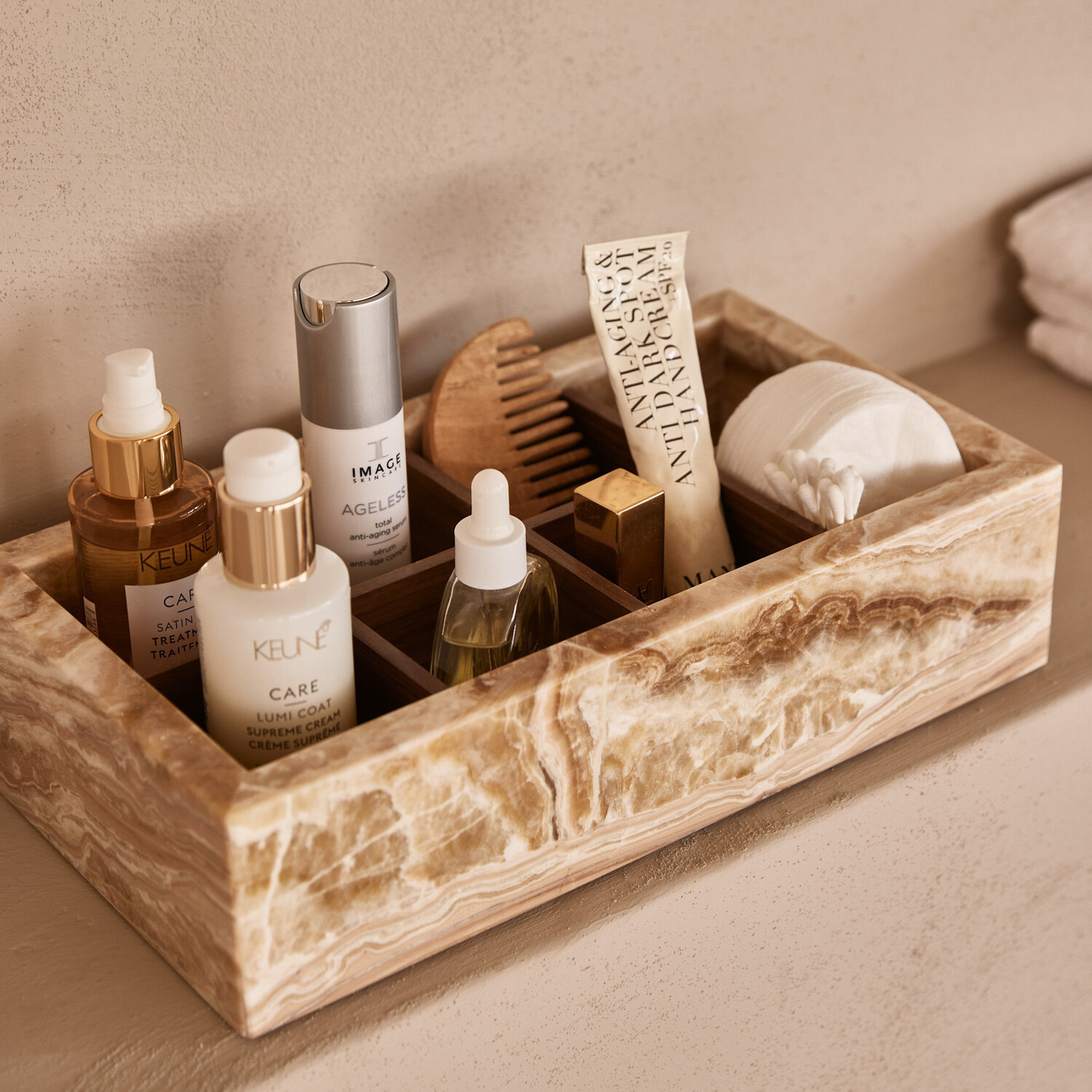 Opbergbox marmer onyx sand rechthoek