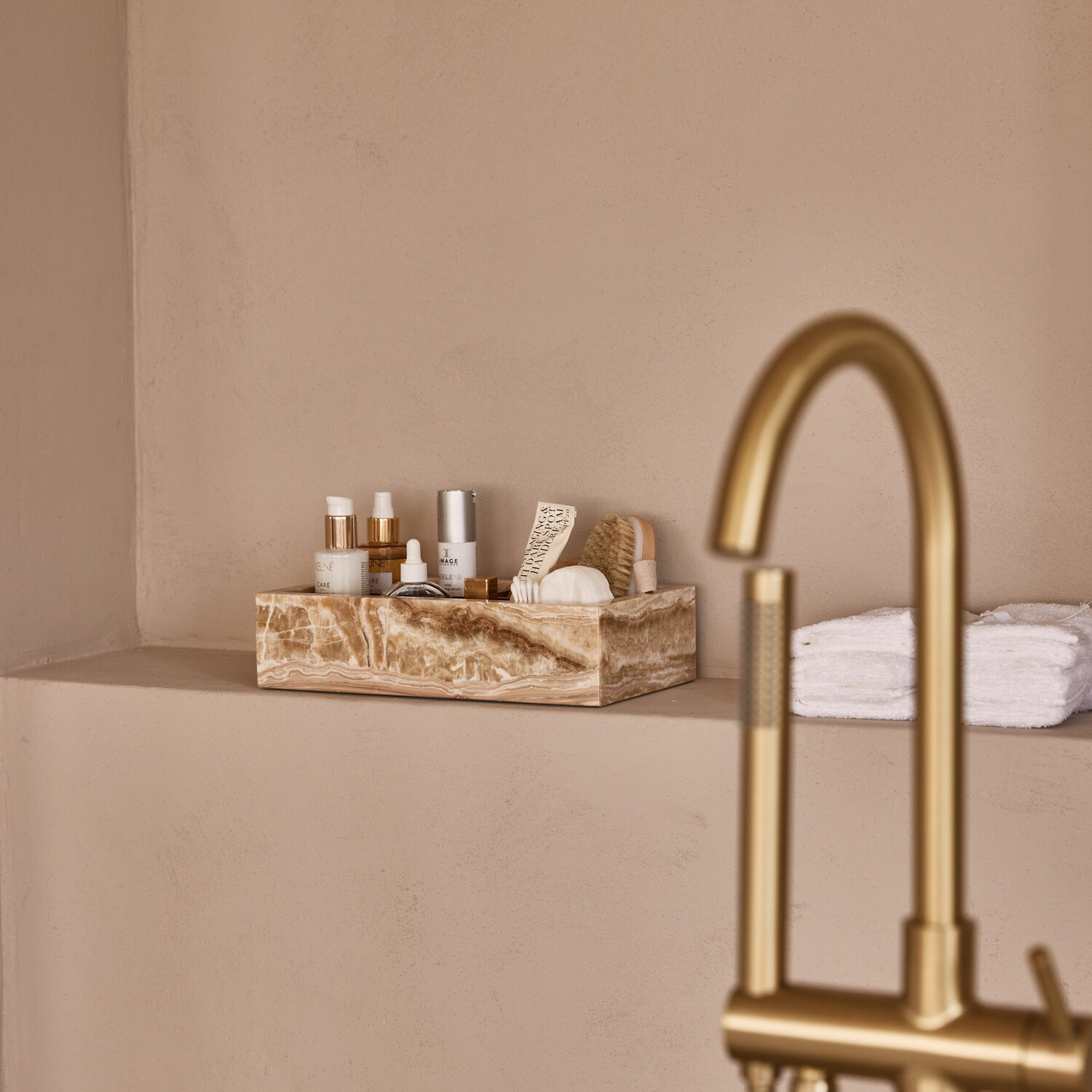 Opbergbox marmer onyx sand rechthoek