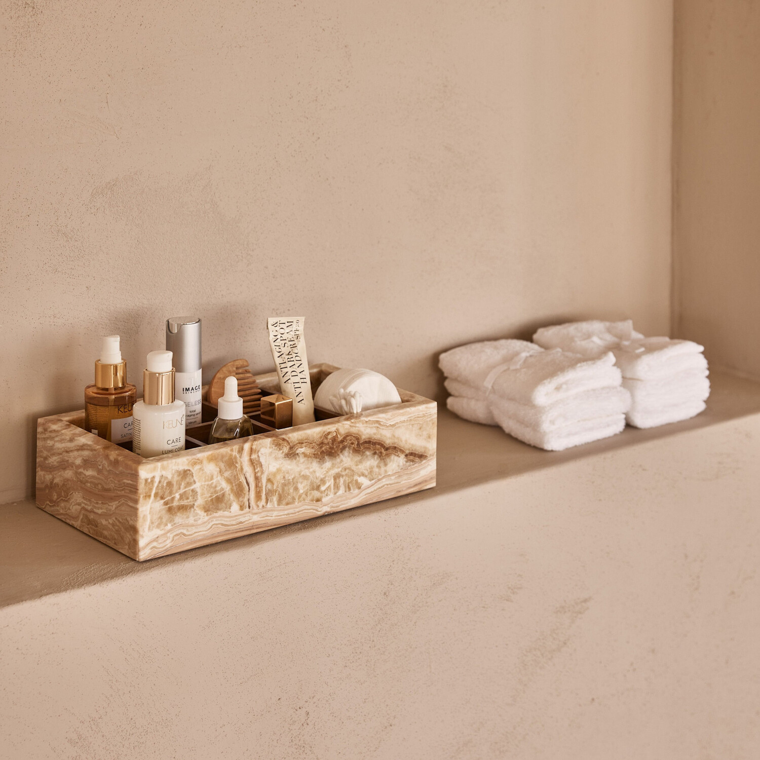 Opbergbox marmer onyx sand rechthoek