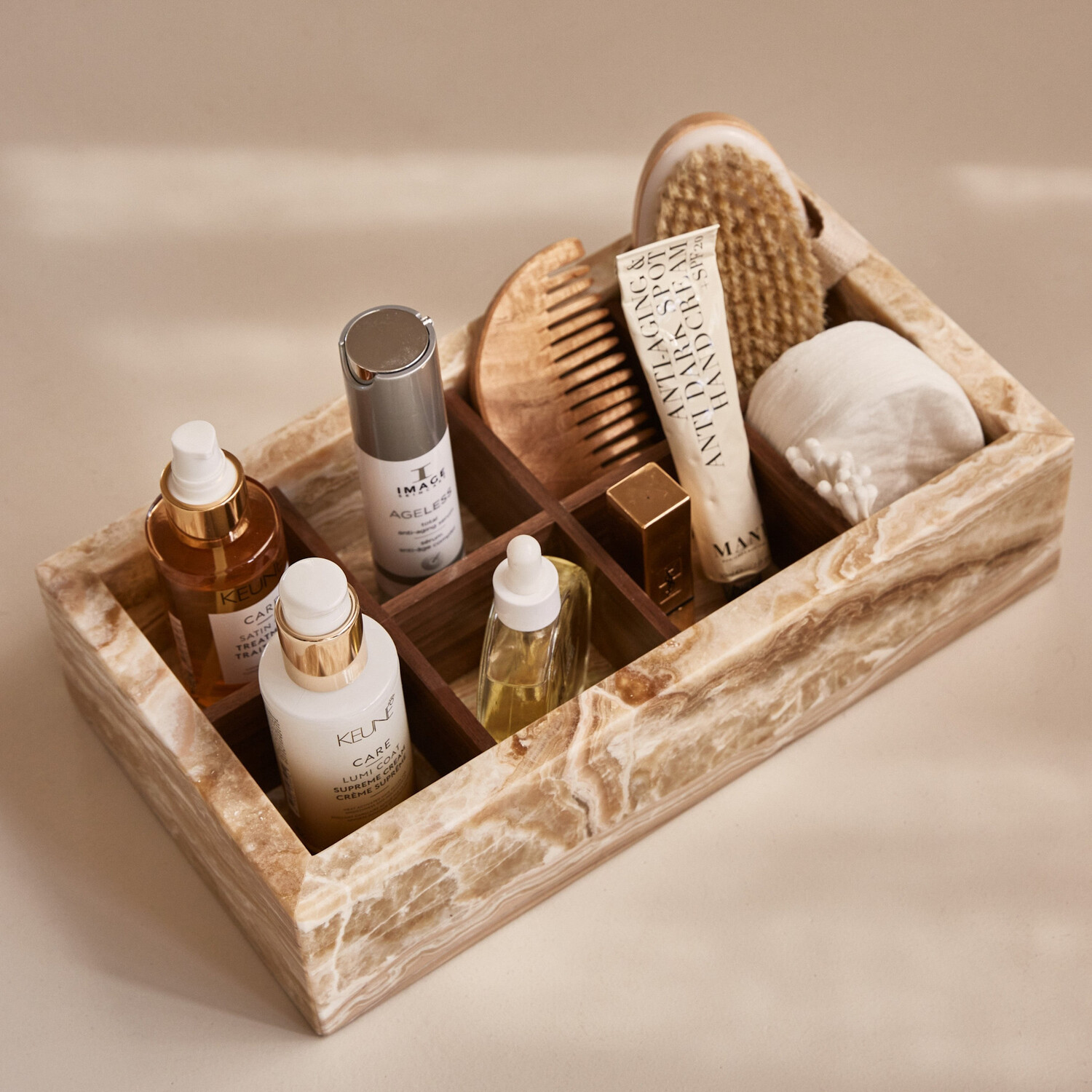 Opbergbox marmer onyx sand rechthoek