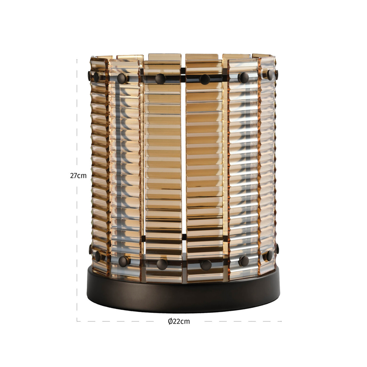 Richmond Interiors Windlicht Crane brown ijzer glas amber bruin klein