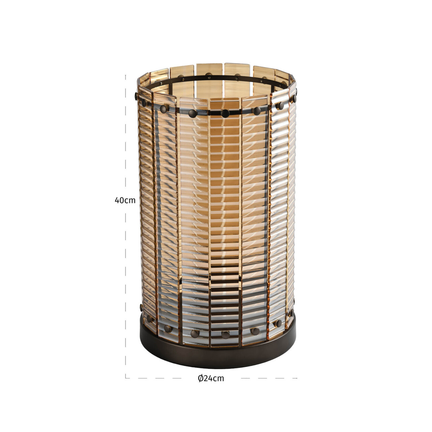 Richmond Interiors Windlicht Crane brown ijzer glas amber bruin groot